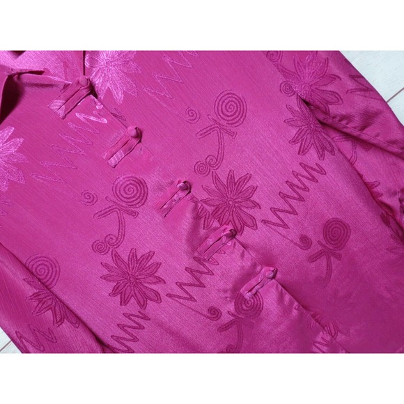 Vintage Pink Abstract Print Christie & Jill Size Medium Button Blouse 90s 80s - Picture 2 of 6